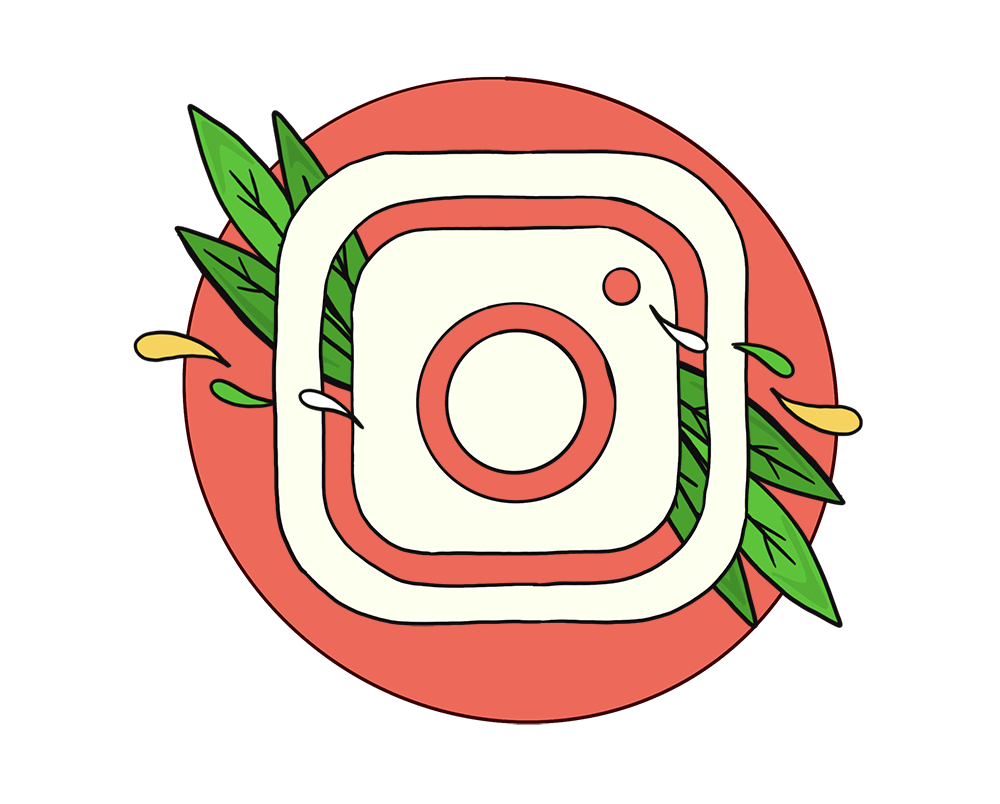 Illustrated Instagram Logo with leaves.